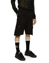 Stretch cotton cargo shorts - | Dolce & Gabbana