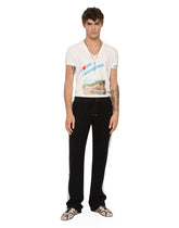 Jersey jogging pants with embroidered bands - | Dolce & Gabbana