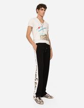 Jersey jogging pants with embroidered bands - | Dolce & Gabbana