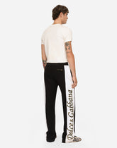 Jersey jogging pants with embroidered bands - | Dolce & Gabbana