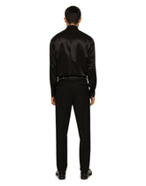 Stretch wool pants with branded waistband - | Dolce & Gabbana
