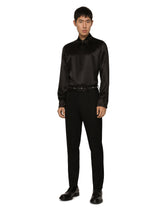 Stretch wool pants with branded waistband - | Dolce & Gabbana