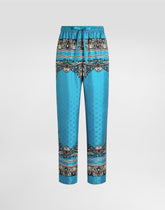 Silk pajama pants with bandanna print - | Dolce & Gabbana