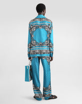 Silk pajama pants with bandanna print - | Dolce & Gabbana