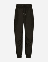 Nylon cargo pants with logo tag - | Dolce & Gabbana