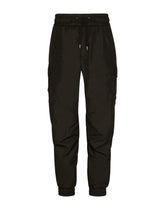 Nylon cargo pants with logo tag - | Dolce & Gabbana