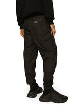 Nylon cargo pants with logo tag - | Dolce & Gabbana