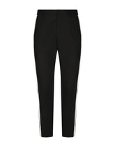 Stretch cotton pants with side bands - | Dolce & Gabbana
