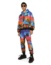 Jersey jogging pants with Hawaiian print - | Dolce & Gabbana
