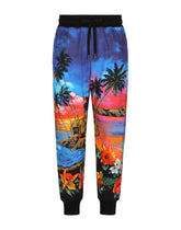 Jersey jogging pants with Hawaiian print - | Dolce & Gabbana