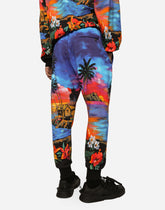 Jersey jogging pants with Hawaiian print - | Dolce & Gabbana