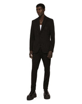 Pinstripe jersey jogging pants with DG patch - | Dolce & Gabbana