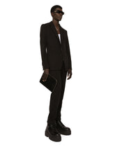 Pinstripe jersey jogging pants with DG patch - | Dolce & Gabbana
