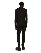 Pinstripe jersey jogging pants with DG patch - | Dolce & Gabbana