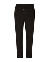 Pinstripe jersey jogging pants with DG patch - | Dolce & Gabbana