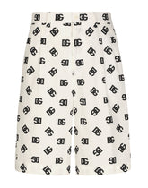 Cotton poplin shorts with DG Monogram print - | Dolce & Gabbana