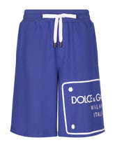 Jersey jogging shorts with printed tag - | Dolce & Gabbana