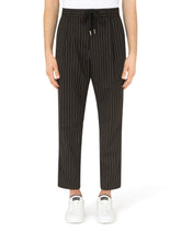 Pinstripe wool jogging pants - | Dolce & Gabbana