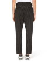 Pinstripe wool jogging pants - | Dolce & Gabbana
