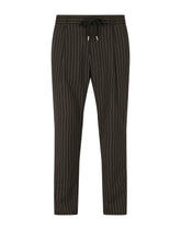 Pinstripe wool jogging pants - | Dolce & Gabbana