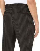 Pinstripe wool jogging pants - | Dolce & Gabbana