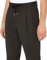 Pinstripe wool jogging pants - | Dolce & Gabbana