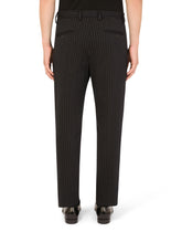 Stretch pinstripe wool jogging pants - | Dolce & Gabbana