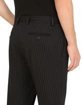 Stretch pinstripe wool jogging pants - | Dolce & Gabbana