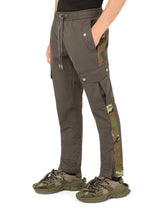 Cotton jogging pants with camouflage bands - | Dolce & Gabbana