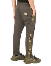 Cotton jogging pants with camouflage bands - | Dolce & Gabbana