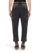 FADED COTTON JOGGING PANTS WITH PATCH - | Dolce & Gabbana