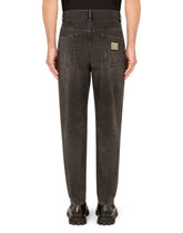 Gray wash high-waisted jeans - | Dolce & Gabbana