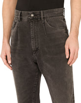 Gray wash high-waisted jeans - | Dolce & Gabbana