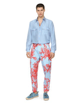 Coral-print stretch cotton pants - | Dolce & Gabbana