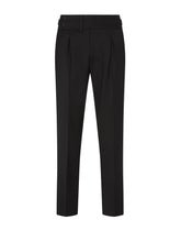 Stretch wool pants with belt - | Dolce & Gabbana