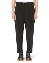 Gabardine pants with adjustable belt - | Dolce & Gabbana