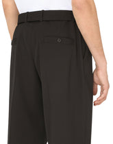 Gabardine pants with adjustable belt - | Dolce & Gabbana