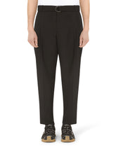 Gabardine pants with adjustable belt - | Dolce & Gabbana