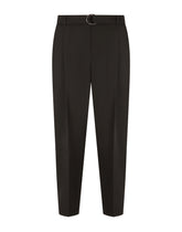 Gabardine pants with adjustable belt - | Dolce & Gabbana