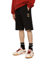 Jersey jogging shorts with embroidery - | Dolce & Gabbana