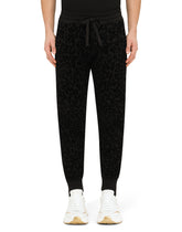 Jogging pants with flocked leopard print - | Dolce & Gabbana