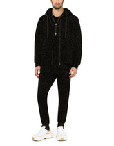 Jogging pants with flocked leopard print - | Dolce & Gabbana