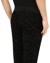 Jogging pants with flocked leopard print - | Dolce & Gabbana
