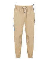 Stretch cotton cargo pants with denim details - | Dolce & Gabbana