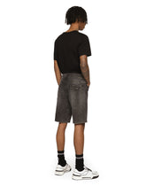 Gray wash stretch denim shorts - | Dolce & Gabbana