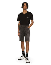 Gray wash stretch denim shorts - | Dolce & Gabbana