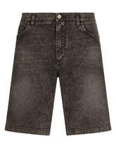 Gray wash stretch denim shorts - | Dolce & Gabbana