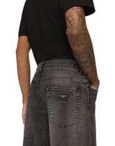 Gray wash stretch denim shorts - | Dolce & Gabbana