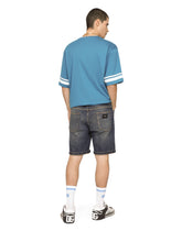 Stretch light blue wash denim shorts - | Dolce & Gabbana