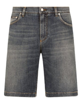 Stretch light blue wash denim shorts - | Dolce & Gabbana